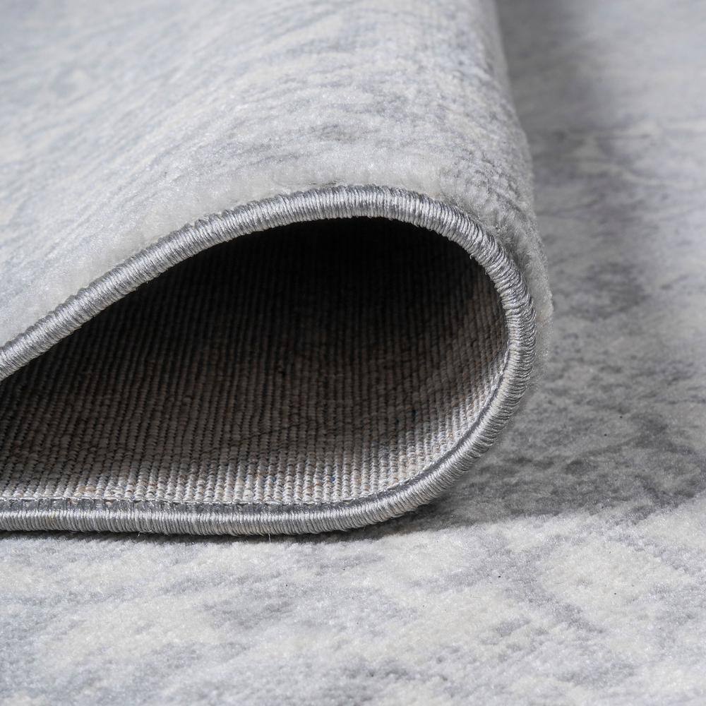 Luxurious Light Gray 8' Square Synthetic Easy-Care Rug