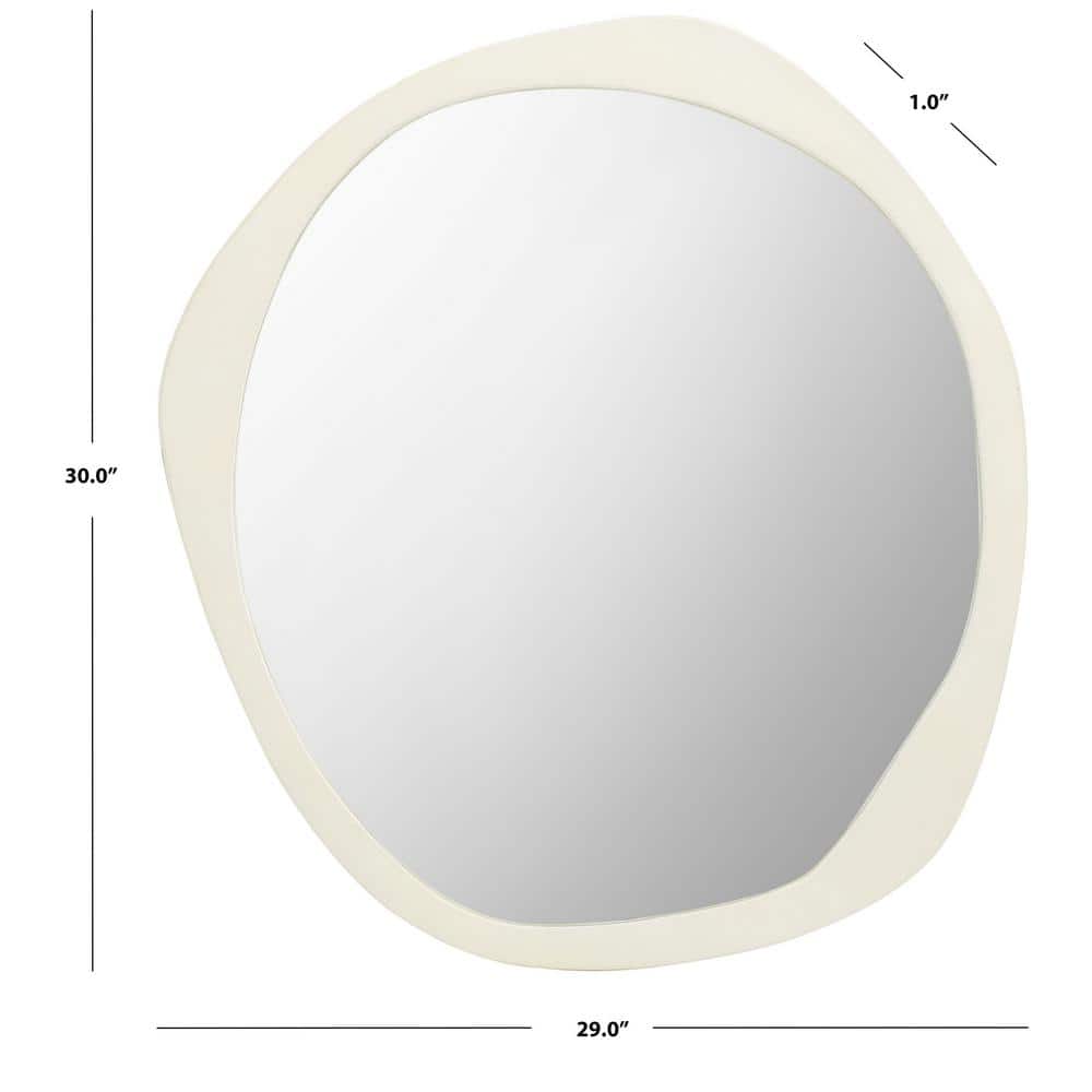 Playful Ivory Organic Border 29" Round Wood Frame Mirror