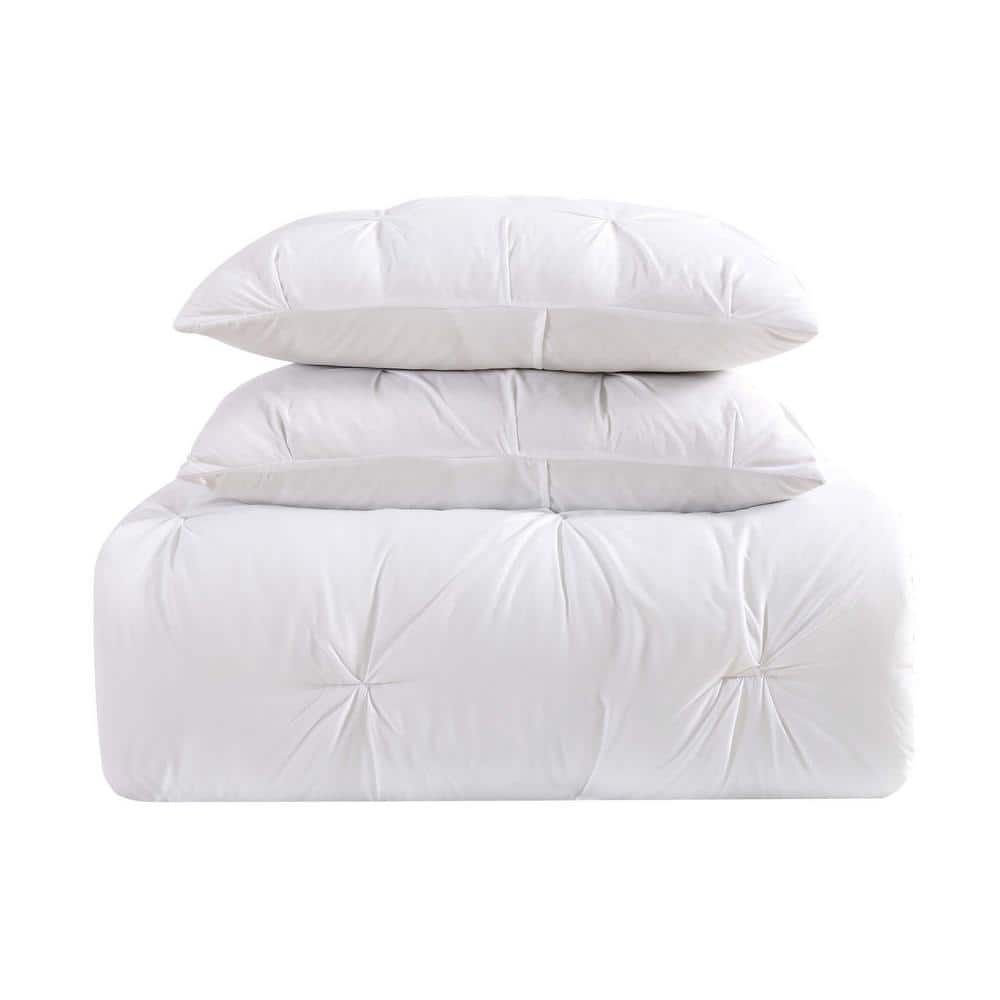 White Pintuck Twin XL Jersey Bedspread Cover Set