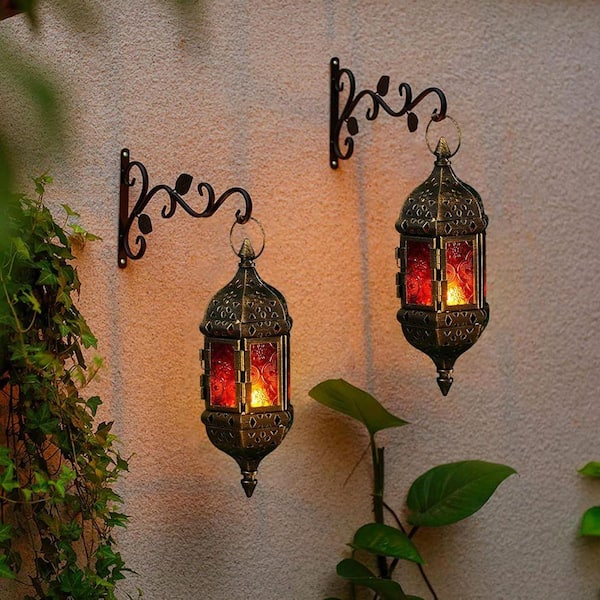9.5 in. x 3.5 in. Bronze Metal Moroccan Hanging Lantern without