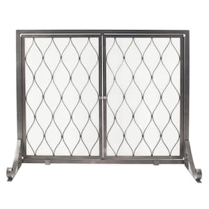 Stonewall Gun Metal Grey Steel Single-Panel Fireplace Screen with Doors