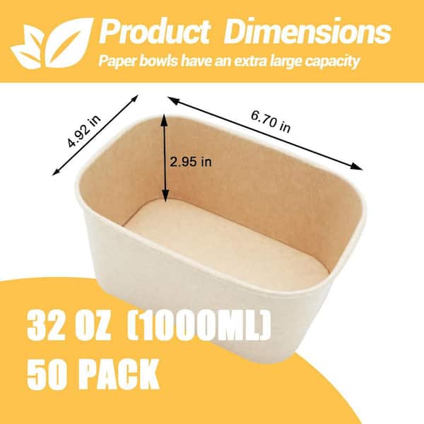 Greensight Disposable Paper Bowls 32oz Heavy Duty 100 Pack Eco-friendly Compostable Bowls Party Serving Bowls For Salad Ice Cream Dessert And Hot Soup Biodegradable Bowls Made Of Sugarcane Nature | Buy Now - View #2