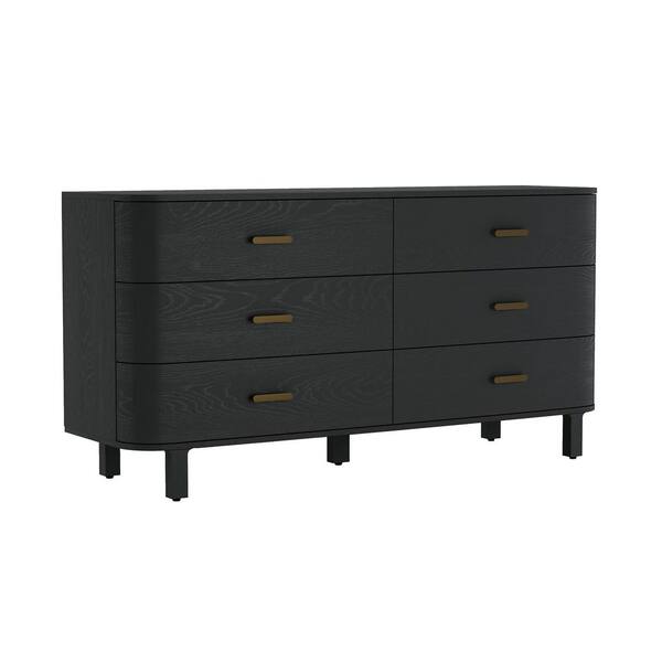black two drawer dresser Solara Contemporary 2-Piece Dresser and Nightstand in Black
