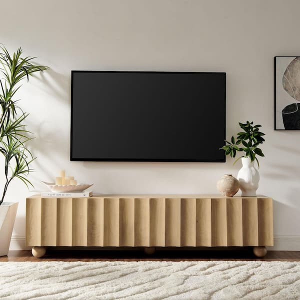 MODWAY Sorren 71 Inch Scalloped TV Stand in Natural EEI-7184-NAT