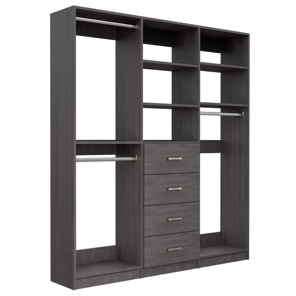 Alto Collection 100.5 in W Grey Wall Mounted Double Hang, 4-Drawer and Medium Hang Wood Closet System price history on PriceWatchPro