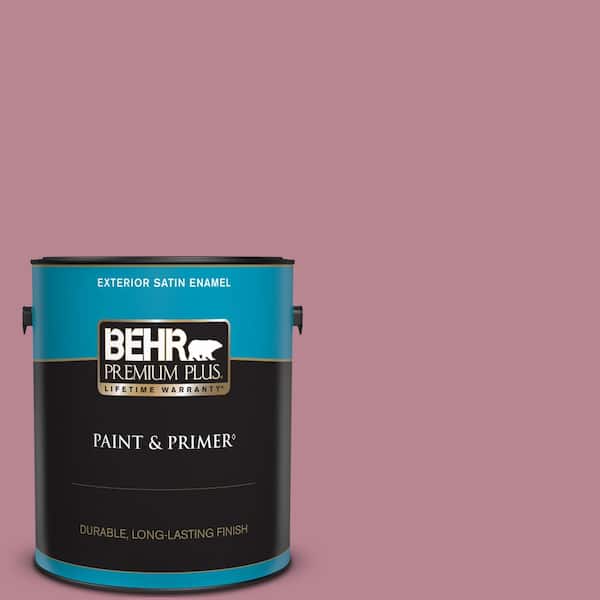 BEHR PREMIUM PLUS 1 gal. #BIC-19 Berry Blush Satin Enamel Exterior Paint & Primer