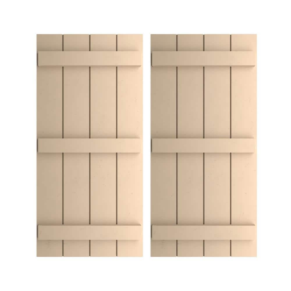 22 in. x 58 in. Timberthane Polyurethane 4-Board Joined Board-n-Batten Smooth Faux Wood Shutters Pair price history on PriceWatchPro