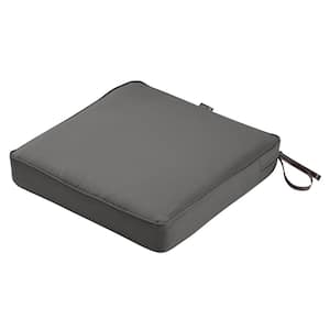 Montlake Light Charcoal Grey 17 in. W x 17 in. D x 3 in. Thick Square Outdoor Seat Cushion