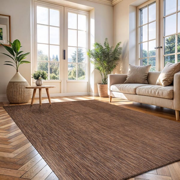 Sunshine Solid Gold 6 ft. x 9 ft. Indoor Outdoor Area Rug