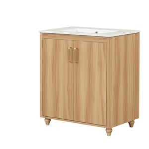 30 in. W x 18.3 in. D x 34.4 in. H Single Sink Bath Vanity in Natural with White Ceramic Top