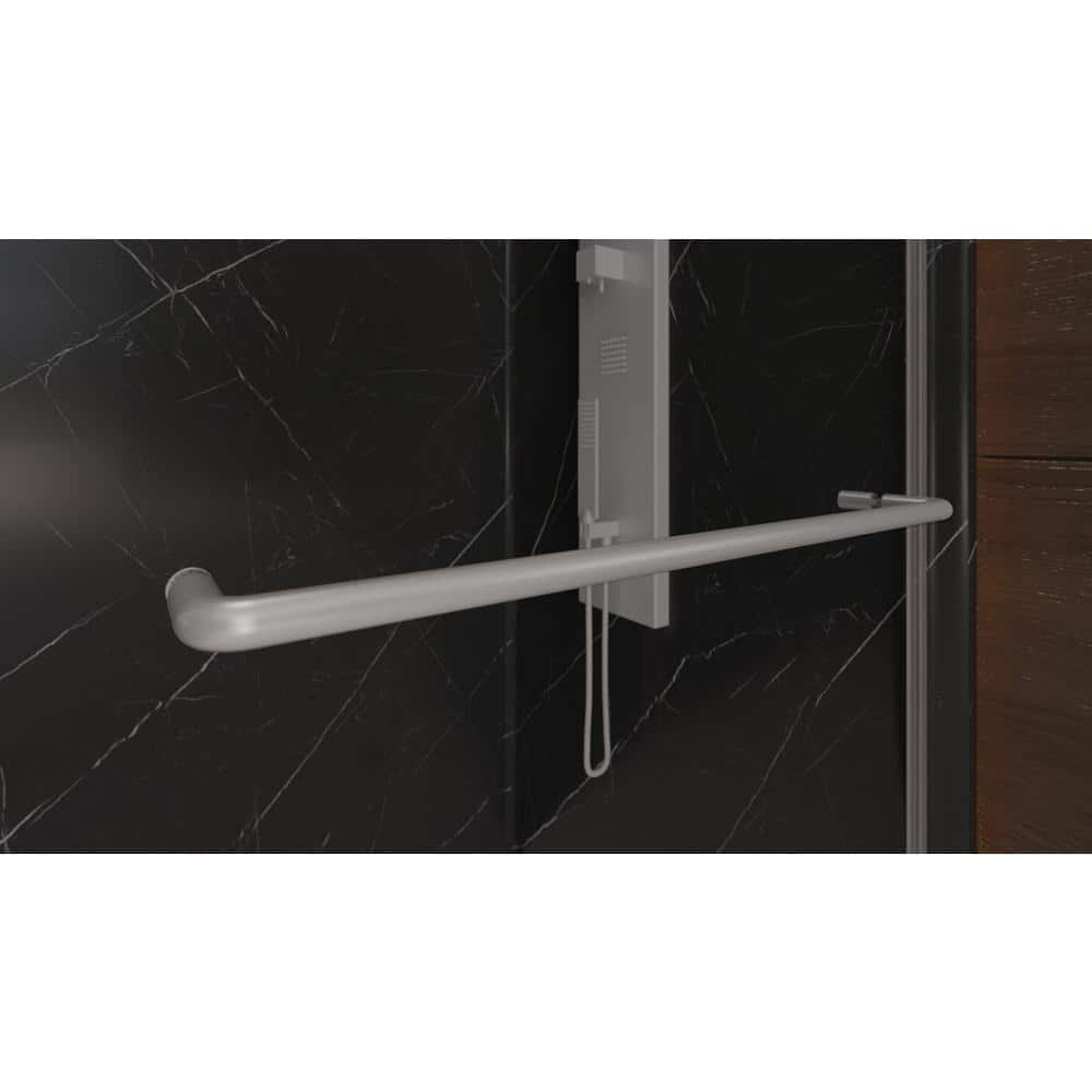 Luna 48'' Frameless Clear Glass Sliding Shower Door in Brushed Nickel