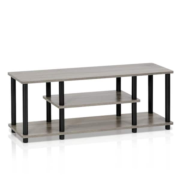 French Oak Grey/Black Turn-N-Tube 3-Tier Entertainment TV Stand 