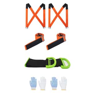 4-Pack Orange Nylon Moving Straps Lifting with Padded, Lifting and Moving System for Harness Moving
