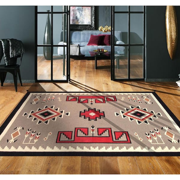 Tuscany Mocha/Black 8 ft. x 10 ft. Geomatric Area Rug