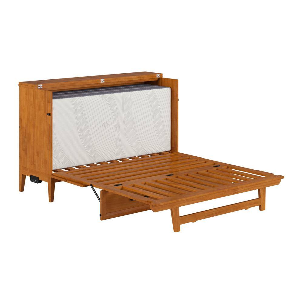 Santa Fe Light Toffee Queen Wood Murphy Bed Chest with Mattress