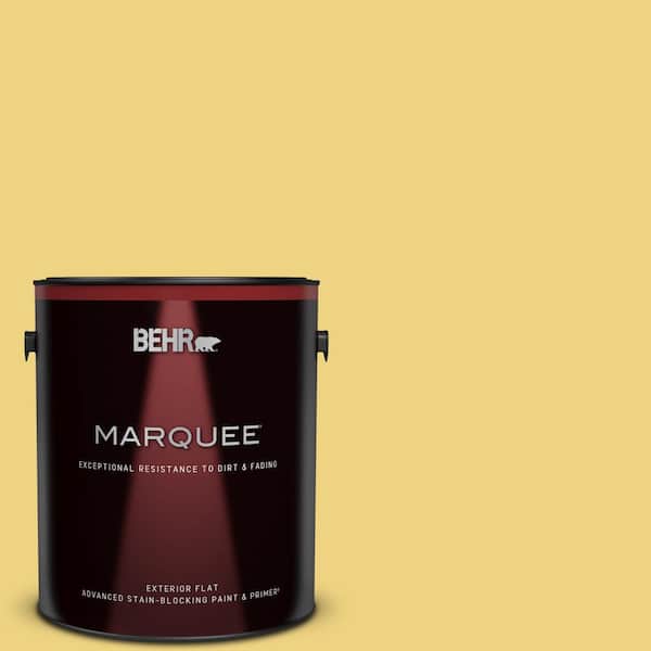 BEHR MARQUEE 1 gal. #380D-4 Feather Gold Flat Exterior Paint & Primer