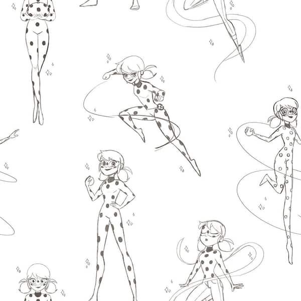 Miraculous Ladybug Sketch Charcoal Peel and Stick Wallpaper