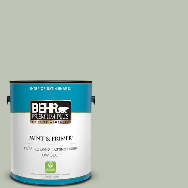 BEHR PREMIUM PLUS 1 gal. #PPU11-11 Summer Green Satin Enamel Low Odor Interior Paint & Primer