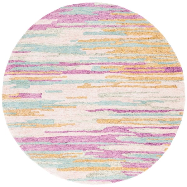 Camo Round Rug SAFAVIEH Bellagio 6 ft. x 6 ft. Yellow/Green Running Camo Round Area ...