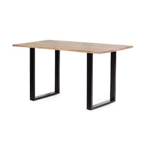 Damia 55 in. Rectangle Natural Wood Sled Dining Table with Metal Frame (Seats 4)