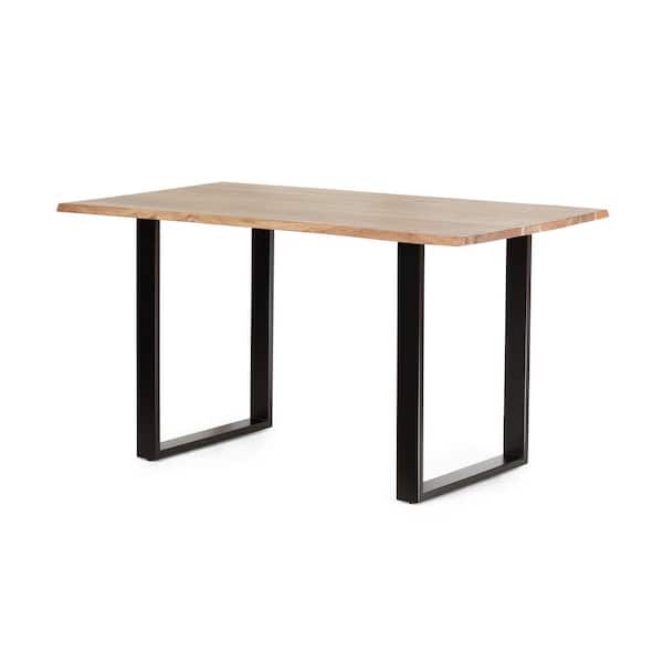 Noble House Damia 55 in. Rectangle Natural Wood Sled Dining Table with Metal Frame (Seats 4)