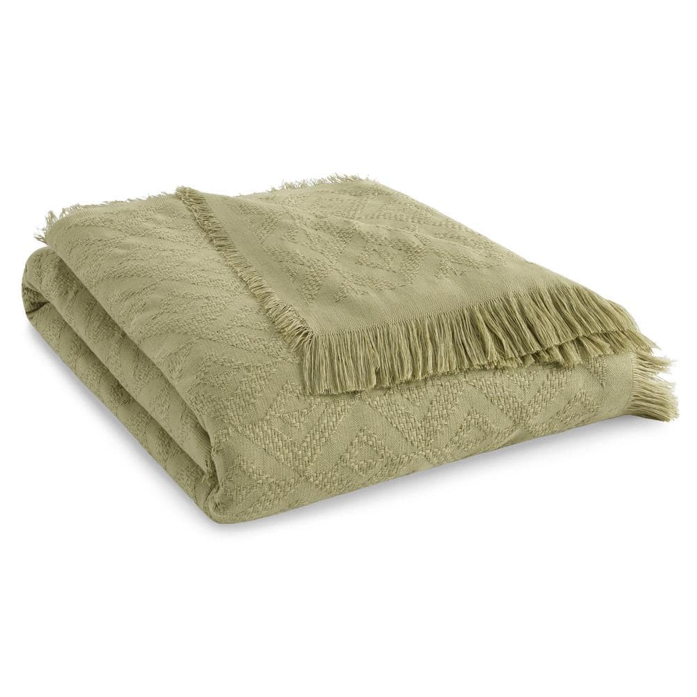 Tommy Bahama Diamond Fringe Pastel Green 60in L X 50in W Throw Ushshf1131361 The Home Depot