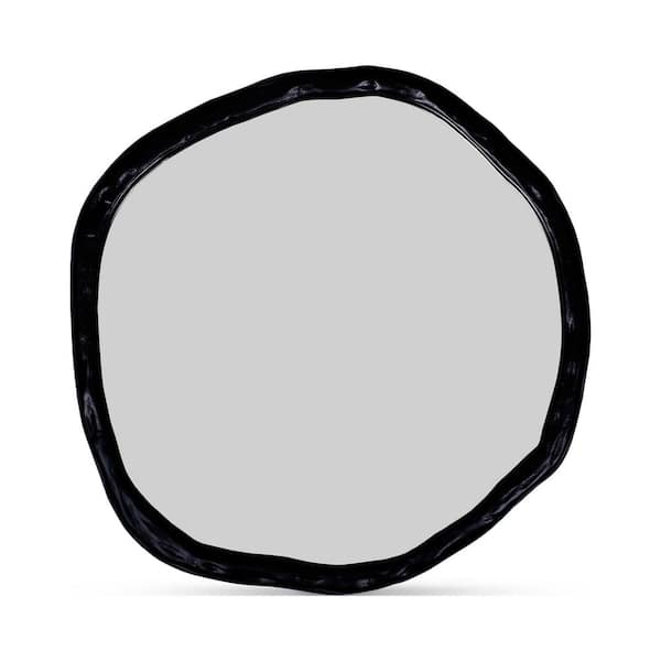 Calantha 24 in. W x 24 in. H Modern Asymmetrical Small Black Wall Mirror