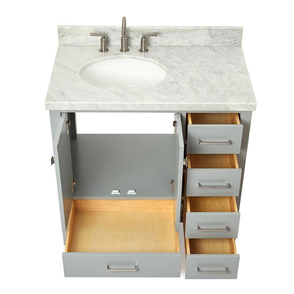 Cambridge 37" Gray Marble Top Single Sink Vanity