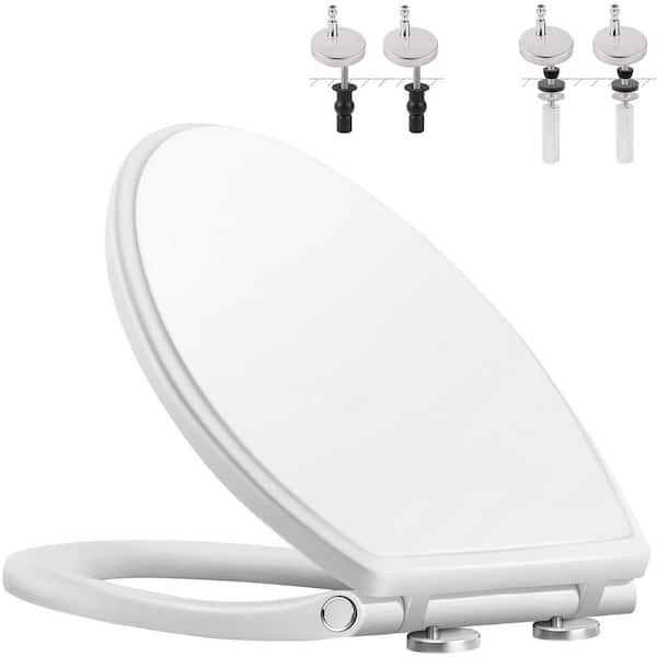 18.5 in. Elongated Toilet Seat with Cover, Quiet Close, One-Click to Quick Release, Easy Installation, Non-Slip