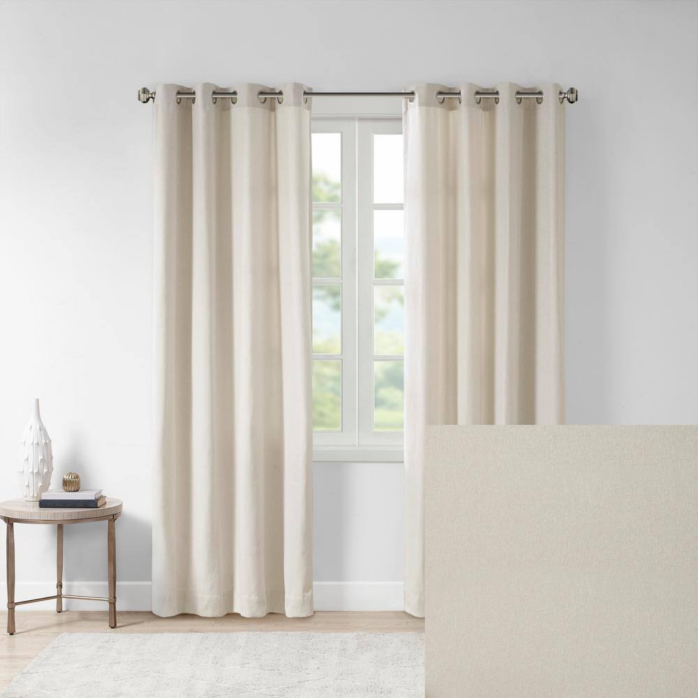 Off-White Extended Grommet Top Light Filtering Drapes