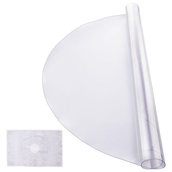 SKYSHALO Plastic Table Cover 42 x 42 in. 2.0 mm Thick Clear Table Protector Solid Round PVC Desk Mat Waterproof & Easy Cleaning