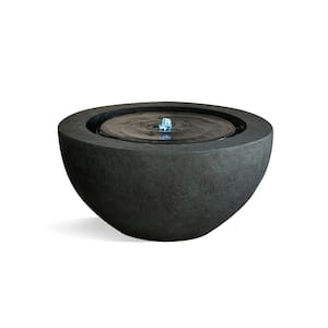 19.8 in. W Round Polyresin Water Floor Fountain with LED Light, For Indoor/Outdoor, Garden Water Fountain in Dark Green