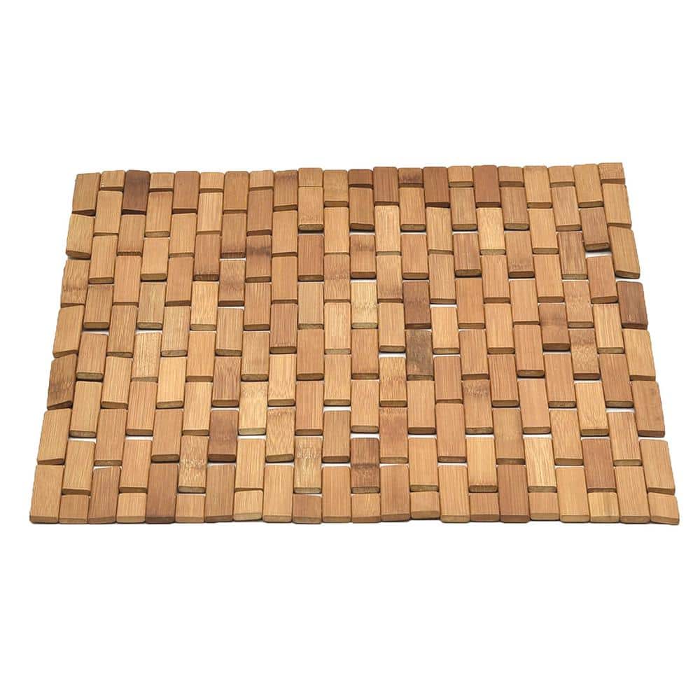 Evideco Medium Brown Bamboo Non-Slip Entrance Rug