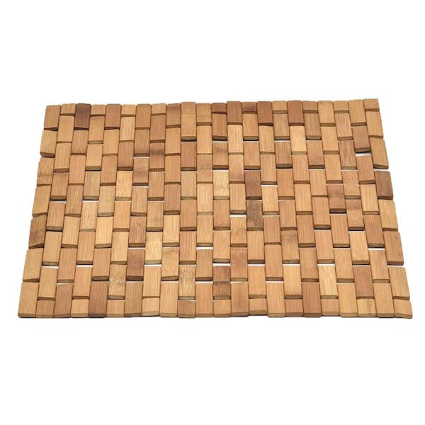 EVIDECO French home goods Bath Slats Roll-Up Foldable Shower Door Rug Anti-Slippery Natural 18"x 18"