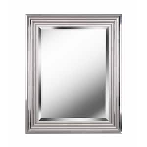 Medium Square Polished Aluminum Finish Beveled Glass Contemporary Mirror (30 in. H x 24 in. W)
