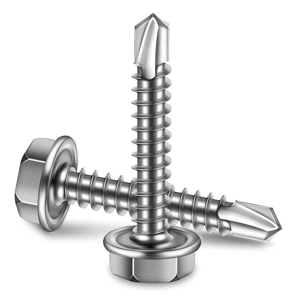 "#8 x 1 in. Silver Hex Button Head Self Drilling Sheet Metal Screw (100-Pack)" price history on PriceWatchPro