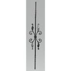35-7/16 in. x 6-5/8 in. x 1/2 in. Wrought Iron Square Bar Dual Twist Center Leaf Scrolls Forged Raw Picket