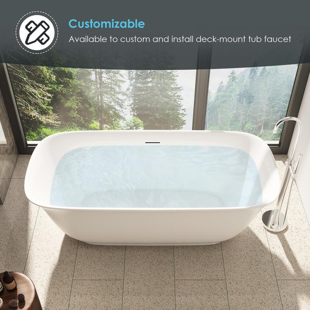 Sarnia 67" Glossy White Freestanding Acrylic Soaking Bathtub