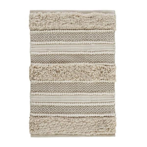 22 in. x 58 in. Multicolor Polyester Woven Texture Stripe Bath Rug