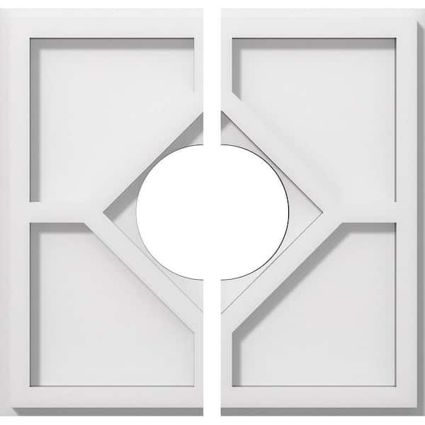 Ekena Millwork 1 in. P X 4 in. C X 12 in. OD X 4 in. ID Embry Architectural Grade PVC Contemporary Ceiling Medallion, Two Piece
