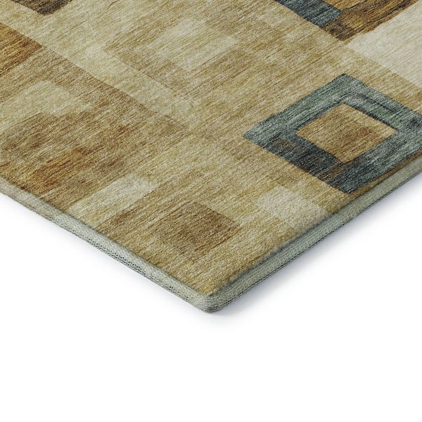 Mayfield Premium Machine Washable Abstract AMF1142 Beige 8 ft. x 10 ft. Area Rug