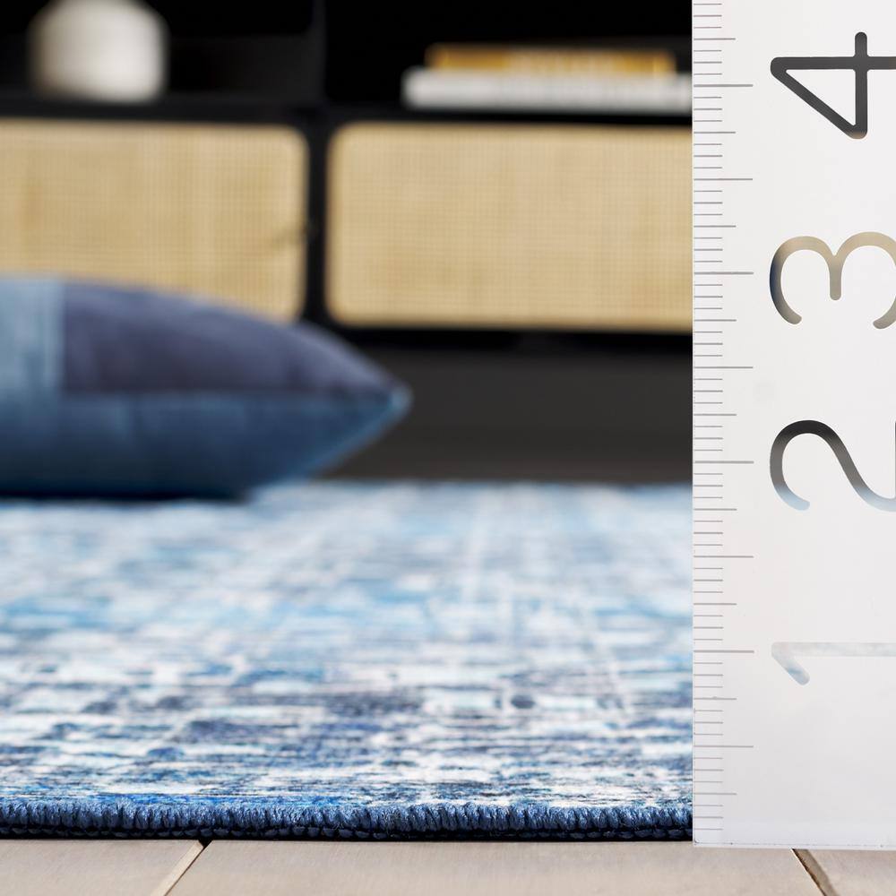 Arizona Blue Synthetic Washable Runner Rug 2'6" x 8'