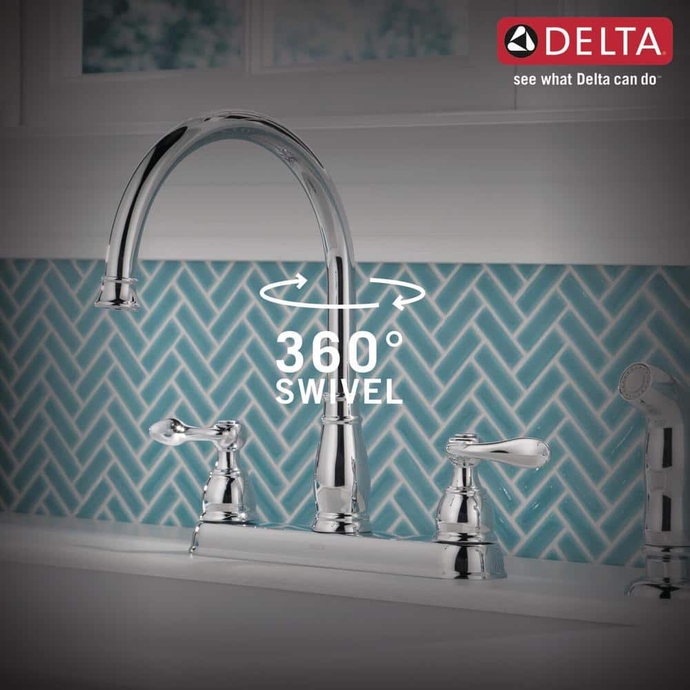 Delta Chrome Two-Handle Kitchen Faucet with Side Spray