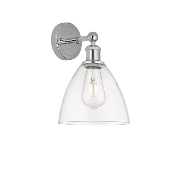Innovations Bristol Glass 1-Light Polished Chrome, Clear Wall Sconce with Clear Glass Shade