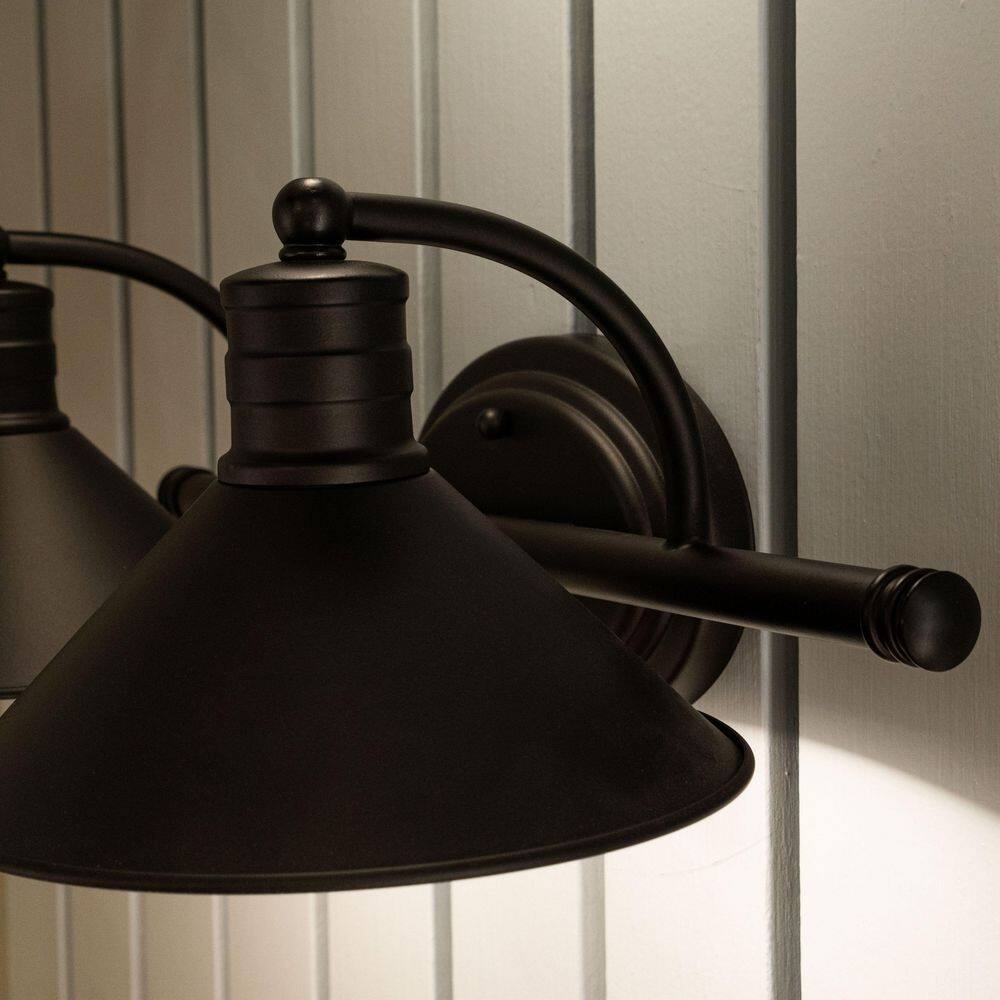 Akron 18" Bronze and Matte White Dimmable Farmhouse Vanity Light