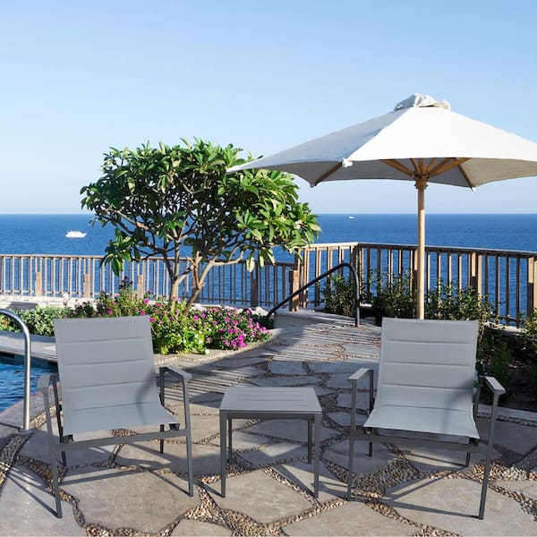 Modern Muse Gray 3-Piece Aluminum Patio Conversation Set Fully Assembled