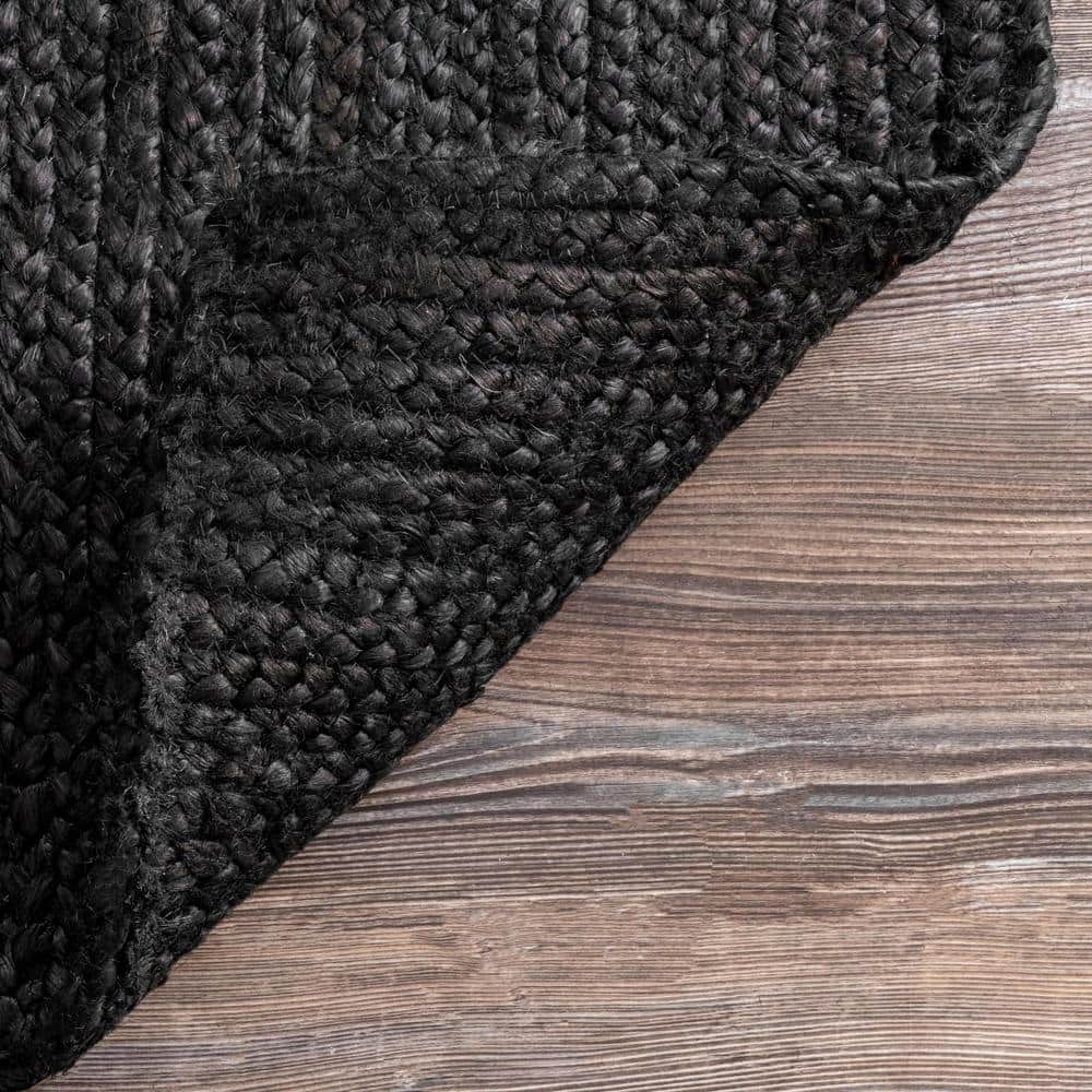 Handmade Black Braided Jute Area Rug 4' x 6'