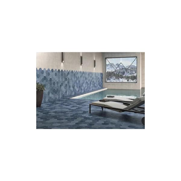 Zenith 9 in. x 11 in. Matte Slate Blue Porcelain Hexagon Wall and Floor Tile (8.07 sq. ft./case)-16 Pack