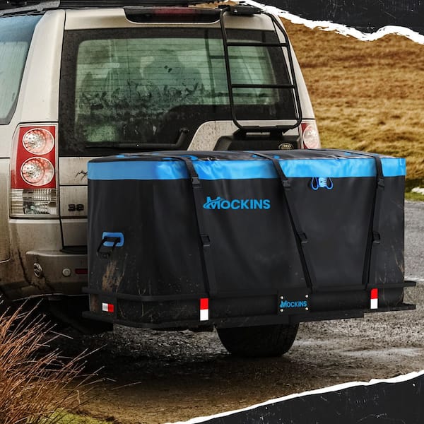 25 cu. ft. Waterproof Cargo Carrier Bag 60 in. x 31 in. x 24 in. Hitch Bag with Lock, Straps and Carry Bag, Blue