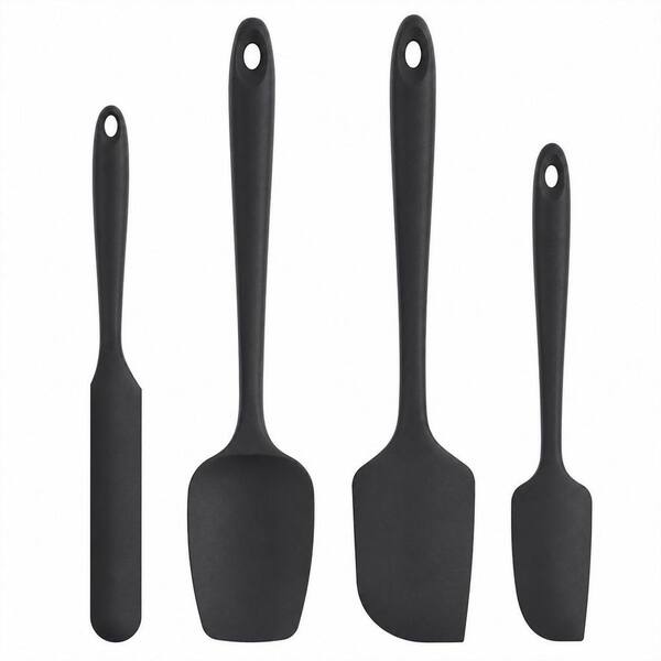 Black Silicone Spatula Set with 600 Degrees Fahrenheit Heat Resistant for Food to Stuck in, Dishwasher Safe